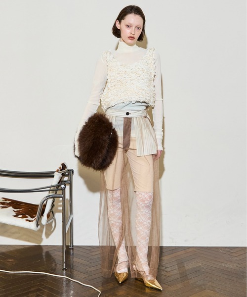 トップス rurumu: lace ribbon knit camisole rurumu: lace ribbon knit camisole ニットキャミ