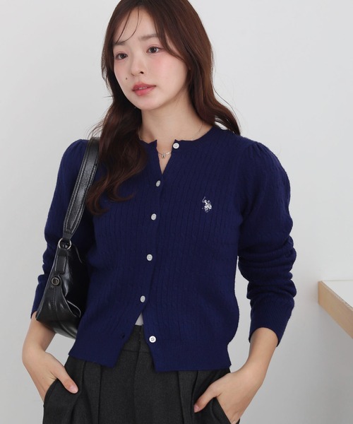 42b7 LEONARD レオナール ニットポロ ペプラム ボーダー ビジュー 40 ネイビー レディース 女性用u02t セール】∴WEGO/【26年春新作】U.S. POLO ASSN.別注 ケーブルニット