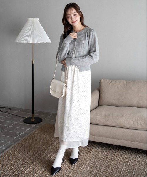 U.S. POLO ASSN.（ユーエスポロアッスン）の「∴WEGO/【26年春新作】USPOLO別注ケーブルニットカーディガン（カーディガン/ボレロ・レディース・グレー/アイボリー/ネイビー/ワイン・FREE）」の9枚目の写真