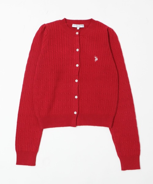 U.S. POLO ASSN.（ユーエスポロアッスン）の「∴WEGO/【26年春新作】USPOLO別注ケーブルニットカーディガン（カーディガン/ボレロ・レディース・グレー/アイボリー/ネイビー/ワイン・FREE）」の21枚目の写真