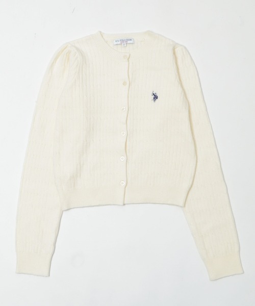 U.S. POLO ASSN.（ユーエスポロアッスン）の「∴WEGO/【26年春新作】USPOLO別注ケーブルニットカーディガン（カーディガン/ボレロ・レディース・グレー/アイボリー/ネイビー/ワイン・FREE）」の17枚目の写真