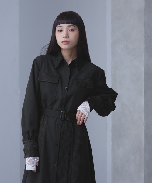 ジャガード切り替えデザインワンピース（ワンピース）｜ELUNIS