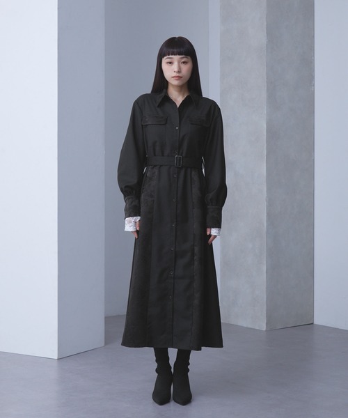 ジャガード切り替えデザインワンピース（ワンピース）｜ELUNIS