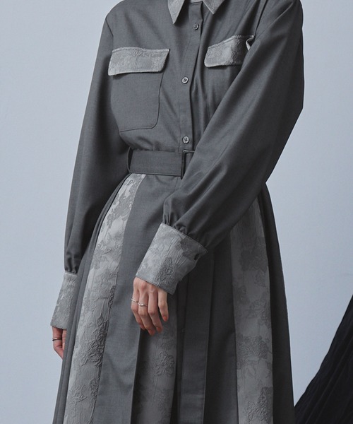 ジャガード切り替えデザインワンピース（ワンピース）｜ELUNIS