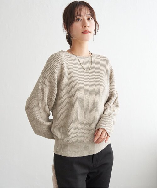 ikka(イッカ)の「ラメスパンコールニットプルオーバー(ニット/セーター・レディース・ブラウン/ネイビー/ベージュ・M/L/S)」の12枚目の写真