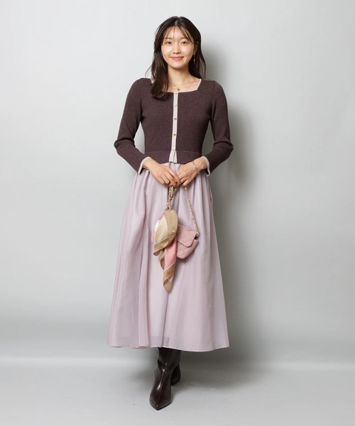 スクエアカーデドッキングワンピース（ワンピース）｜JUSGLITTY