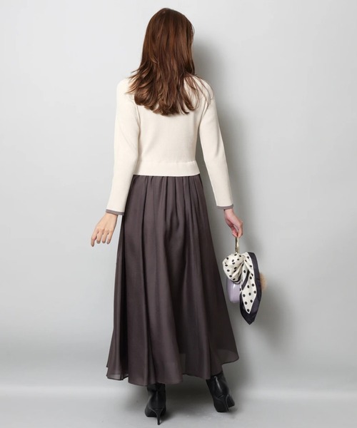 JUSGLITTY（ジャスグリッティー）の「スクエアカーデドッキングワンピース（ワンピース・レディース・ブラウン/オフホワイト/チャコールグレー・1/2）」の15枚目の写真