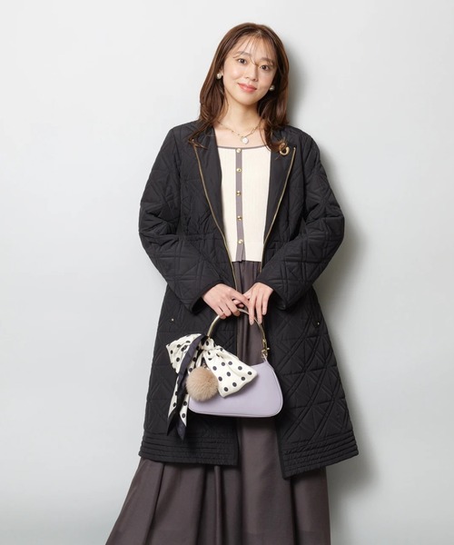 JUSGLITTY（ジャスグリッティー）の「スクエアカーデドッキングワンピース（ワンピース・レディース・ブラウン/オフホワイト/チャコールグレー・1/2）」の16枚目の写真