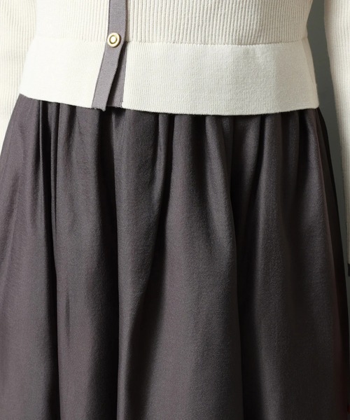 JUSGLITTY（ジャスグリッティー）の「スクエアカーデドッキングワンピース（ワンピース・レディース・ブラウン/オフホワイト/チャコールグレー・1/2）」の20枚目の写真