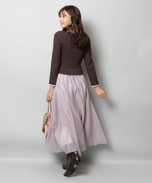 JUSGLITTY（ジャスグリッティー）の「スクエアカーデドッキングワンピース（ワンピース・レディース・ブラウン/オフホワイト/チャコールグレー・1/2）」の22枚目の写真