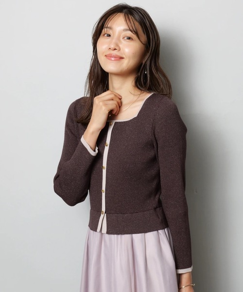 JUSGLITTY（ジャスグリッティー）の「スクエアカーデドッキングワンピース（ワンピース・レディース・ブラウン/オフホワイト/チャコールグレー・1/2）」の21枚目の写真