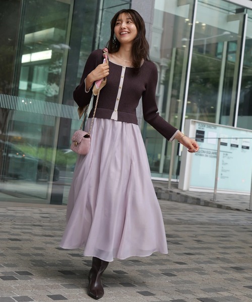 スクエアカーデドッキングワンピース（ワンピース）｜JUSGLITTY