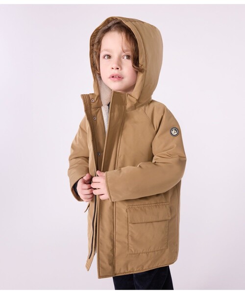 PETIT BATEAU（プチバトー）の「フード付きジャケット（ダウンジャケット/コート・キッズ・ブラウン/ネイビー・6YEAR/8YEAR/10YEAR/12YEAR）」の2枚目の写真