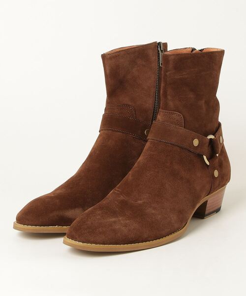 BENUSTA(ベヌスタ)の「A'GEM/9 × .kom 『BENUSTA/ベヌスタ』Ring Belt Design Heel Boots/リングベルトデザインヒールブーツ(ブーツ・メンズ・ブラウン/ブラック・26/27)」の2枚目の写真