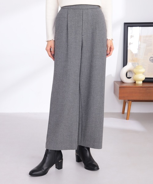 GALLORIA（ギャローリア）の「【キレメクパンツ】２WAYストレッチ起毛ゆるワイドパンツ（その他パンツ・レディース・ブラック/オフホワイト/グレー・S/M/L/LL）」の3枚目の写真