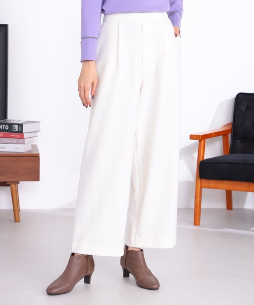 GALLORIA（ギャローリア）の「【キレメクパンツ】２WAYストレッチ起毛ゆるワイドパンツ（その他パンツ・レディース・ブラック/オフホワイト/グレー・S/M/L/LL）」の2枚目の写真