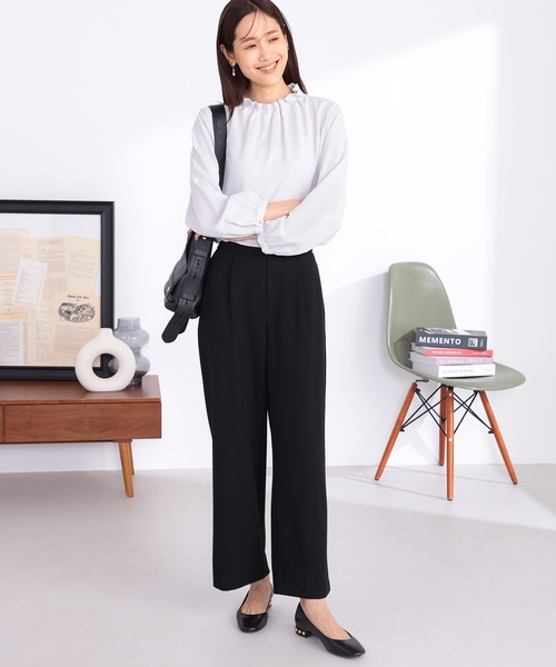 GALLORIA（ギャローリア）の「【キレメクパンツ】２WAYストレッチ起毛ゆるワイドパンツ（その他パンツ・レディース・ブラック/オフホワイト/グレー・S/M/L/LL）」の8枚目の写真