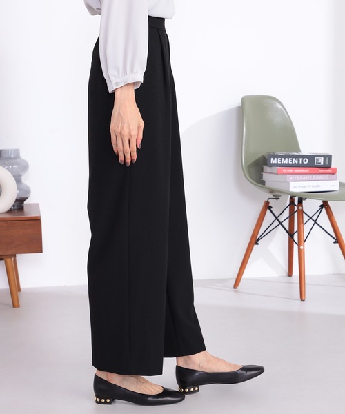 GALLORIA（ギャローリア）の「【キレメクパンツ】２WAYストレッチ起毛ゆるワイドパンツ（その他パンツ・レディース・ブラック/オフホワイト/グレー・S/M/L/LL）」の9枚目の写真