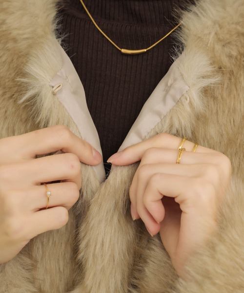 NEUNA ノーカラーファーコート　ブラウン NEUNA（ヌナ）の「ノーカラーファーコート（ダウンジャケット/コート