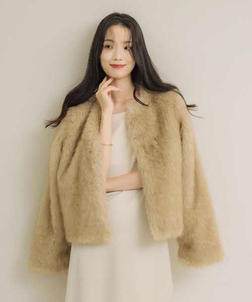 ノーカラーファーコート（ダウンジャケット/コート）｜NEUNA（ヌナ）の