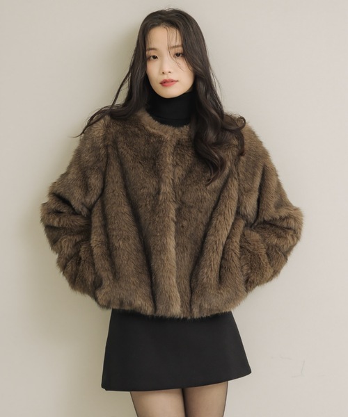 NEUNA（ヌナ）の「ノーカラーファーコート（ダウンジャケット/コート・レディース・アイボリー/ブラウン・FREE）」の22枚目の写真