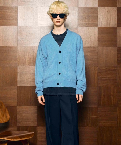 UNISEX》Super140 Brushed Extra Fine Merino Wool V-neck Cardigan