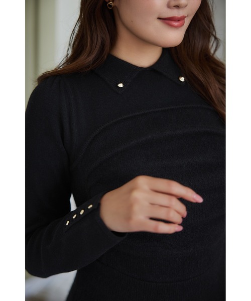 Paneled Flared Knit Mini Dress（ワンピース）｜Her lip to（ハー