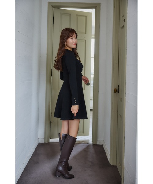 Paneled Flared Knit Mini Dress（ワンピース）｜Her lip to（ハー