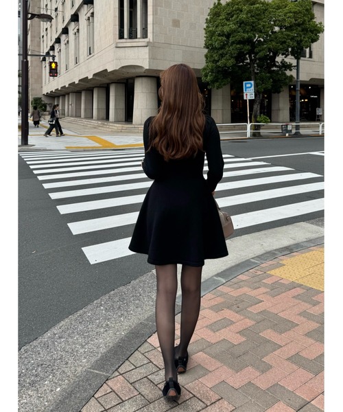 【最終値下げ！】Paneled Flared Knit Mini Dress Paneled Flared Knit Mini Dress（ワンピース）｜Her lip to（ハー