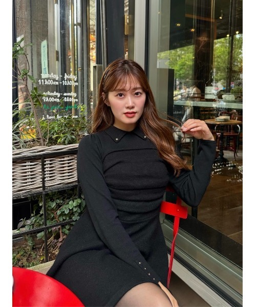 Paneled Flared Knit Mini Dress（ワンピース）｜Her lip to（ハー