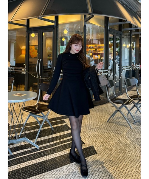 【最終値下げ！】Paneled Flared Knit Mini Dress Paneled Flared Knit Mini Dress（ワンピース）｜Her lip to（ハー