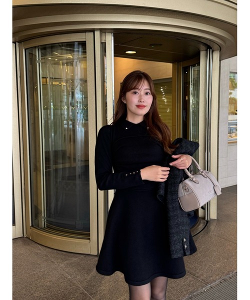 【最終値下げ！】Paneled Flared Knit Mini Dress Paneled Flared Knit Mini Dress（ワンピース）｜Her lip to（ハー