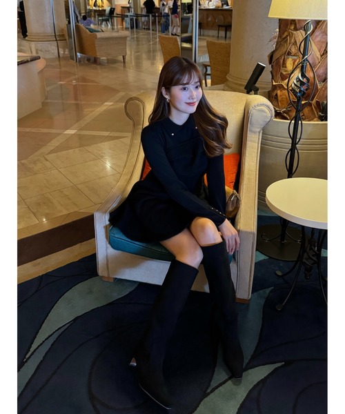 Paneled Flared Knit Mini Dress（ワンピース）｜Her lip to（ハー