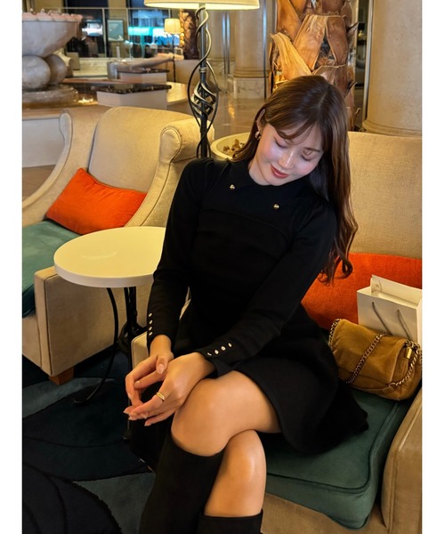 Paneled Flared Knit Mini Dress（ワンピース）｜Her lip to（ハー