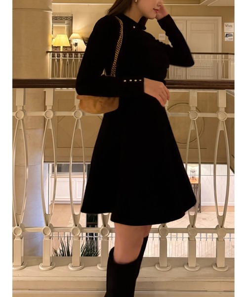 Paneled Flared Knit Mini Dress（ワンピース）｜Her lip to（ハー