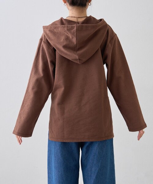 CIAOPANIC TYPY（チャオパニックティピー）の「ダメージ裏毛ロゴフーディー（Tシャツ/カットソー・レディース・ブラウン/チャコールグレー/オフホワイト・ONE SIZE）」の14枚目の写真