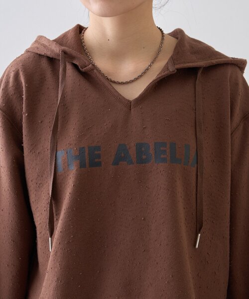 CIAOPANIC TYPY（チャオパニックティピー）の「ダメージ裏毛ロゴフーディー（Tシャツ/カットソー・レディース・ブラウン/チャコールグレー/オフホワイト・ONE SIZE）」の15枚目の写真