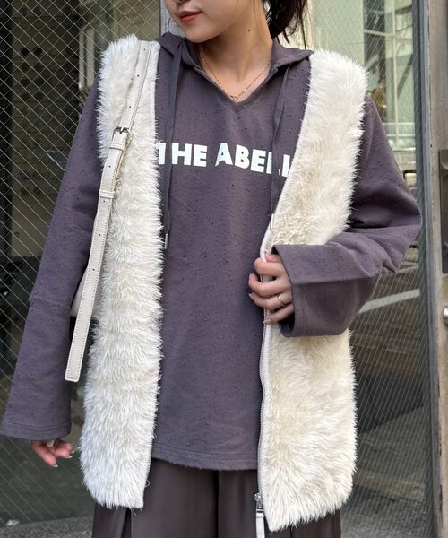 CIAOPANIC TYPY（チャオパニックティピー）の「ダメージ裏毛ロゴフーディー（Tシャツ/カットソー・レディース・ブラウン/チャコールグレー/オフホワイト・ONE SIZE）」の20枚目の写真