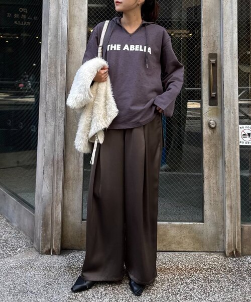 CIAOPANIC TYPY（チャオパニックティピー）の「ダメージ裏毛ロゴフーディー（Tシャツ/カットソー・レディース・ブラウン/チャコールグレー/オフホワイト・ONE SIZE）」の22枚目の写真