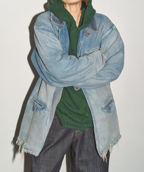 KURO（クロ）の「KURO DENIM HALF COAT 964180：コート（その他アウター・レディース・ブルー・MEDIUM）」の3枚目の写真