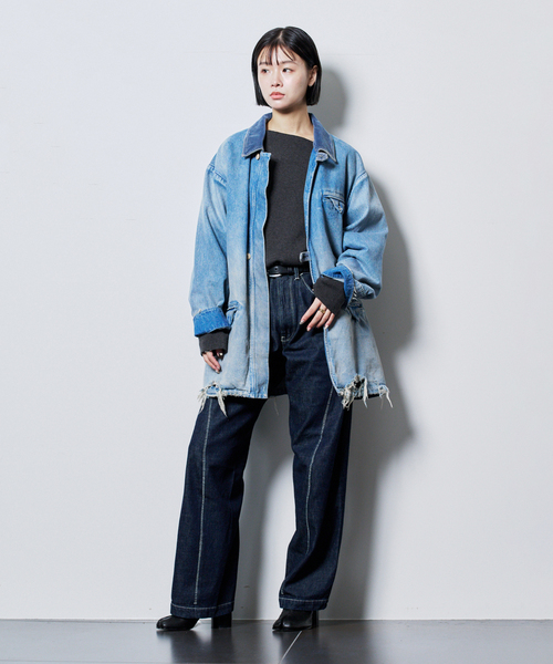KURO（クロ）の「KURO DENIM HALF COAT 964180：コート（その他アウター・レディース・ブルー・MEDIUM）」の6枚目の写真