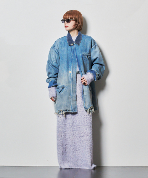 KURO（クロ）の「KURO DENIM HALF COAT 964180：コート（その他アウター・レディース・ブルー・MEDIUM）」の7枚目の写真