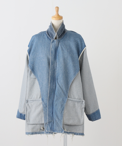 KURO（クロ）の「KURO DENIM HALF COAT 964180：コート（その他アウター・レディース・ブルー・MEDIUM）」の16枚目の写真