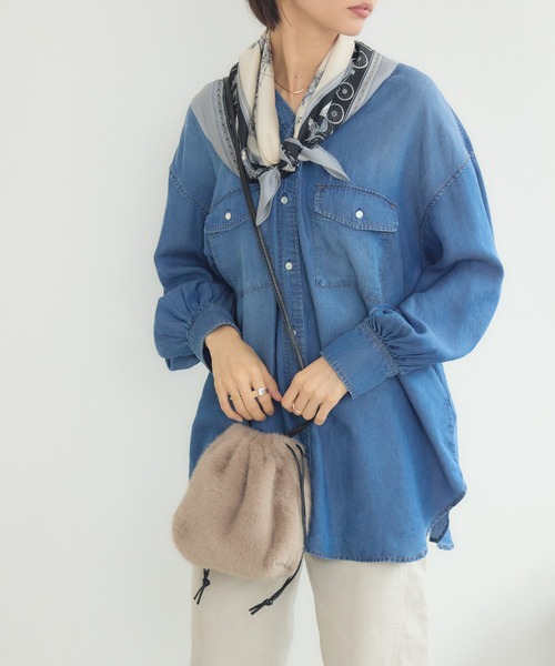 KATHARINE ROSS（キャサリンロス）の「【KATHARINE ROSS】エコファー　巾着ショルダーバッグ（ショルダーバッグ・レディース・モカ/その他1/ブラック/グレー・MEDIUM）」の14枚目の写真