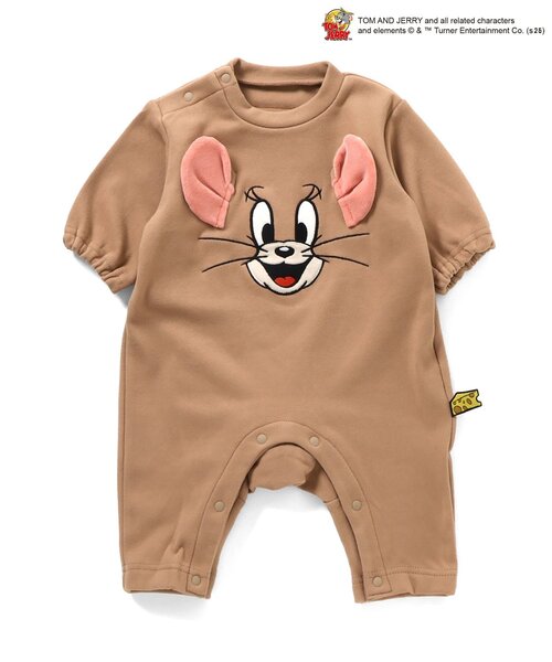 Tom＆Jerry（トムアンドジェリー）の「【リンク】トムとジェリー もちふわあったかカバーオール（ロンパース・キッズ・ブラウン/グレー・60/70/80）」の2枚目の写真