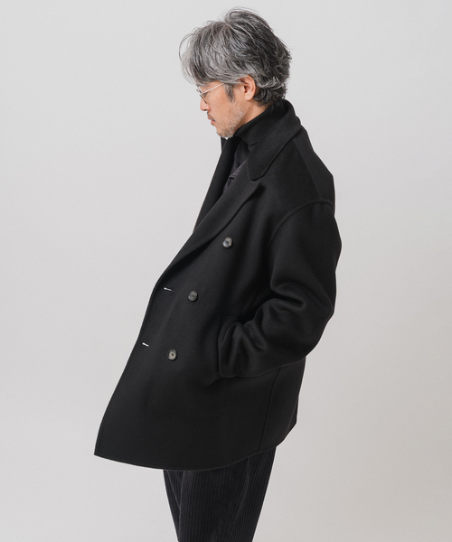 イタリア生地✨ エディフィス　チェスターコート　ウール　カシミヤ　黒　M EDIFICE（エディフィス） チェスターコート コート SUPER 140's ウール