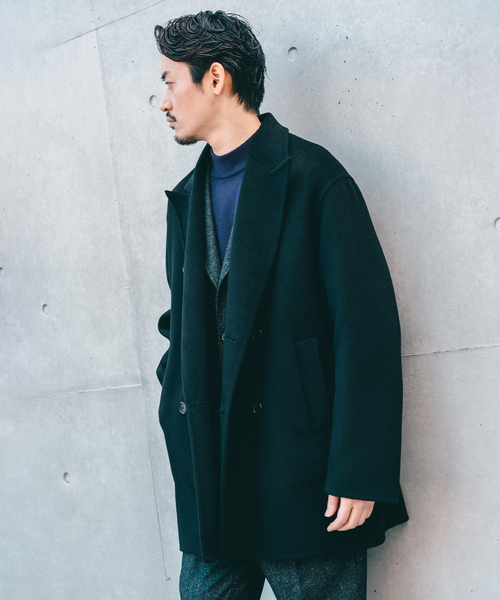 セール】E. ウールカシミヤ Wフェイス コート（チェスターコート