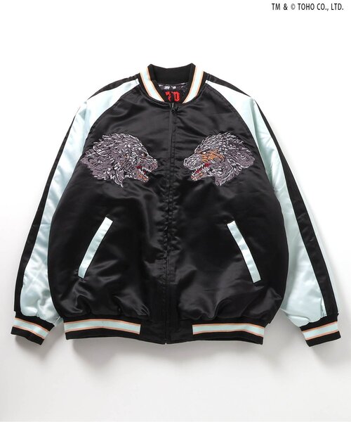 BREEZE（ブリーズ）の「【ゴジラ】 蓄光刺繍リバーシブルスカジャン（大人）（スカジャン・メンズ・ブラック・LARGE/MEDIUM）」の2枚目の写真