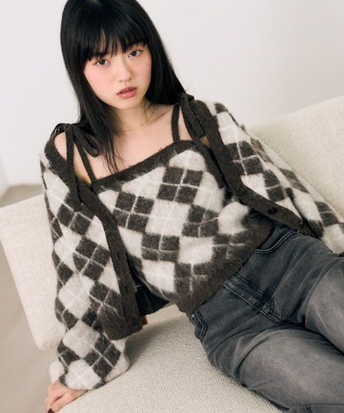 Heather（ヘザー）の「シャギーアーガイルニット2P　612874（アンサンブル・レディース・ブラウン/グレー/アイボリー・FREE）」の3枚目の写真