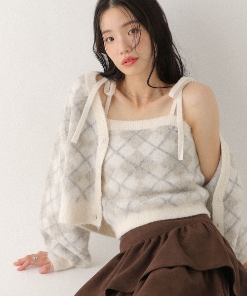 Heather（ヘザー）の「シャギーアーガイルニット2P　612874（アンサンブル・レディース・ブラウン/グレー/アイボリー・FREE）」の9枚目の写真